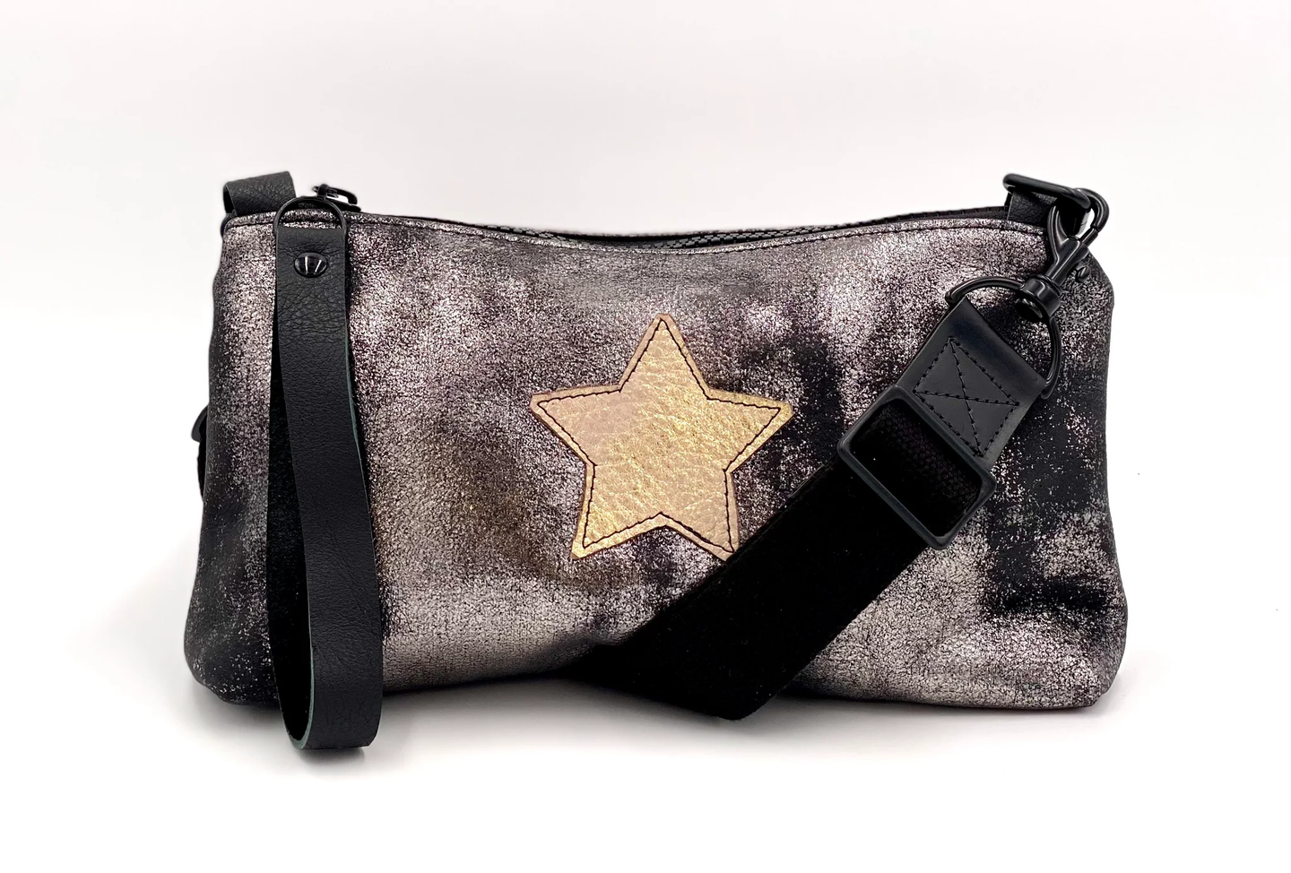 Darla Metallic Black/Gold Star Stadium Bag