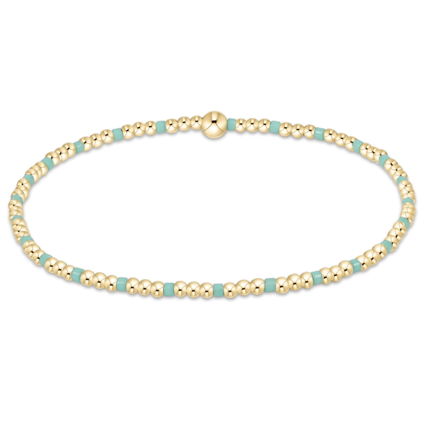 Hope Sincerity Pattern 2mm Mint Gold Bead Bracelet