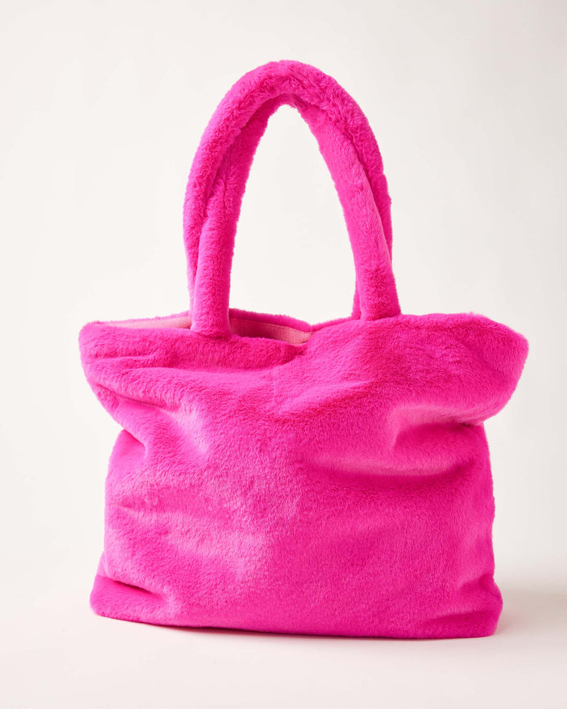 【GOOD GRIEF!】 GCA EMB FAUX FUR PINT TOTE Sherpa Oversized Purse Extra Large Messenger Bag XL Designer