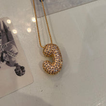 Large Pave Bubble Initial Necklace