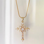 Morning Glory Cross Necklace