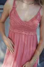 Alisha Coral Crochet Midi Dress
