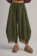 Lace Trim Barrel Pull-On Pant