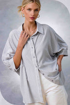 Silver Striped Button Down Shirt