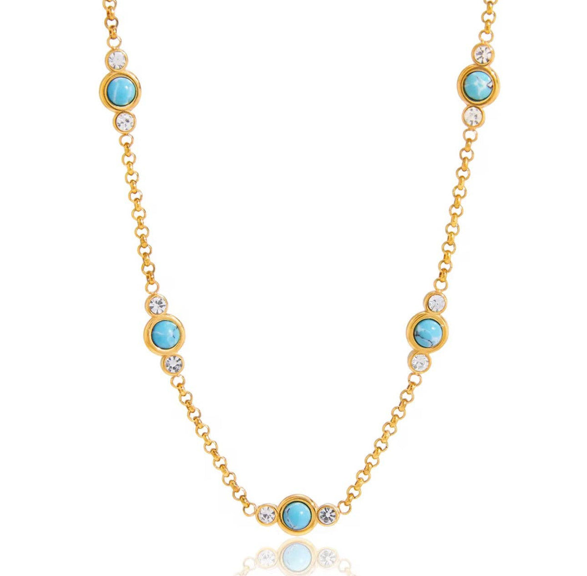 Falling Water Turquoise CZ Necklace