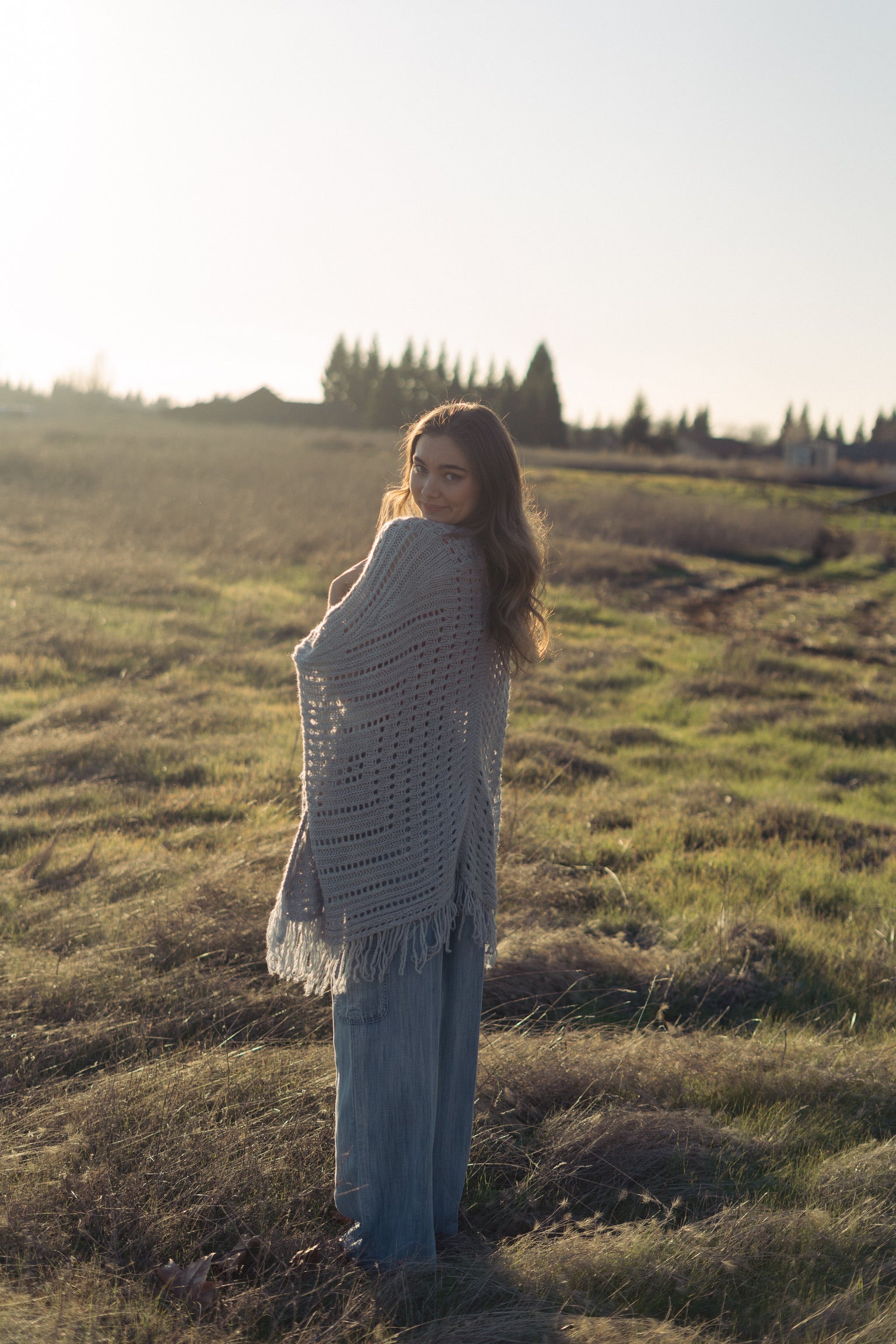 Fringe Blue Poncho