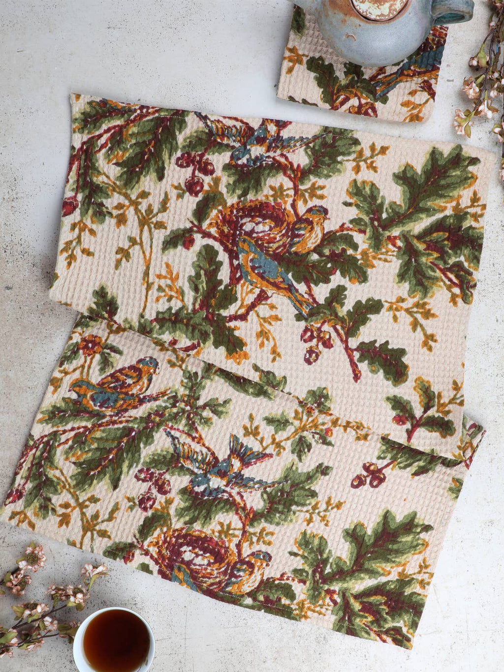 Whispering Oaks Antique White Tea Towel