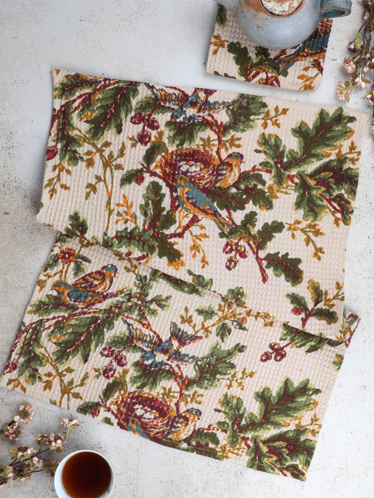 Whispering Oaks Antique White Tea Towel