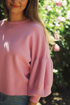 Balloon Sleeve Crop Sweater