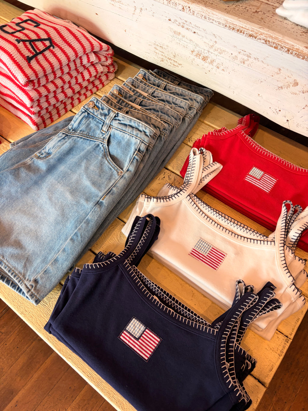 American Flag Stich Crop Tank