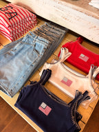 American Flag Stich Crop Tank