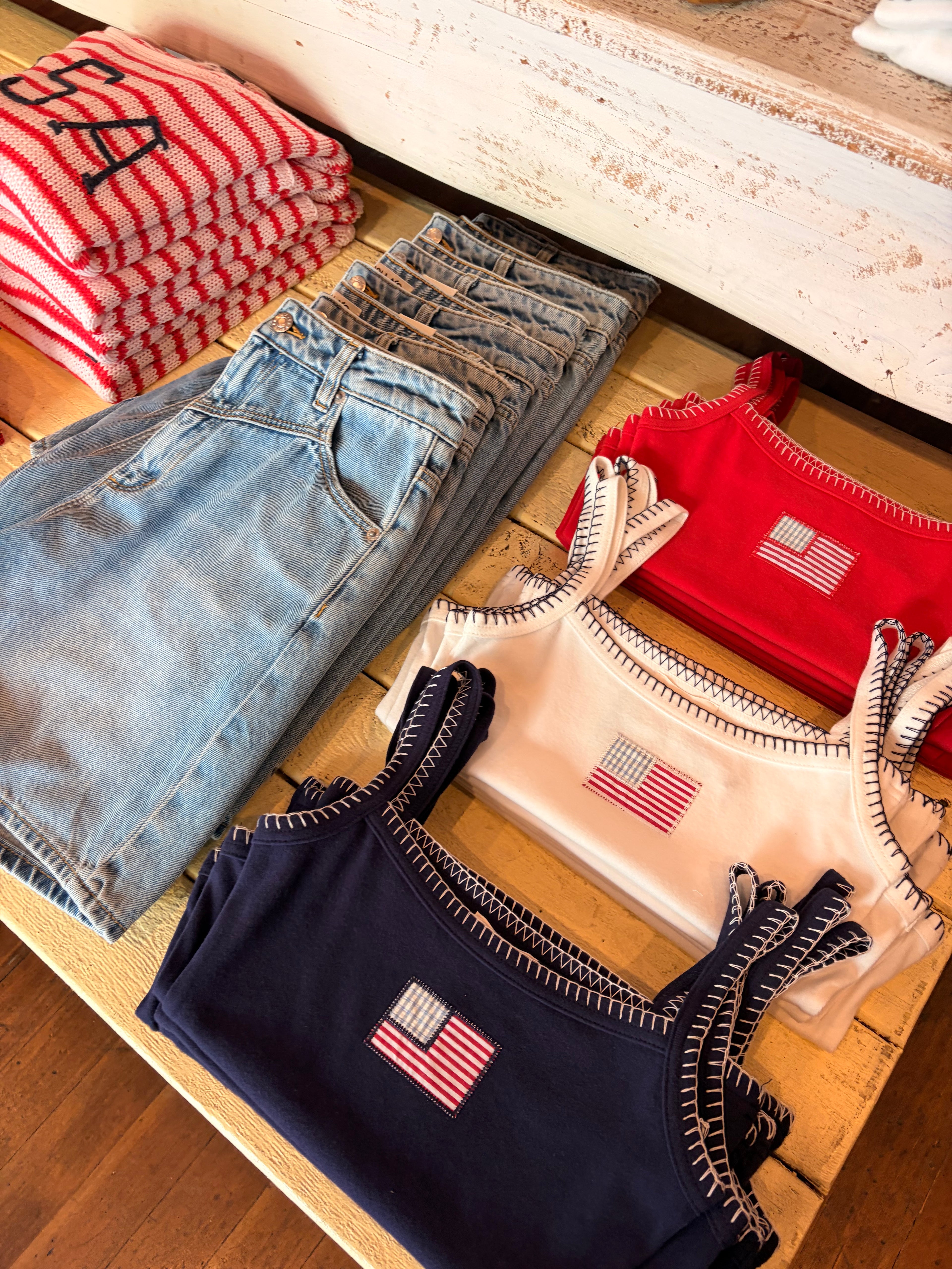 American Flag Stich Crop Tank
