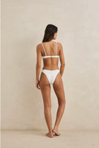 Gigi White Textured Bikini Bottom