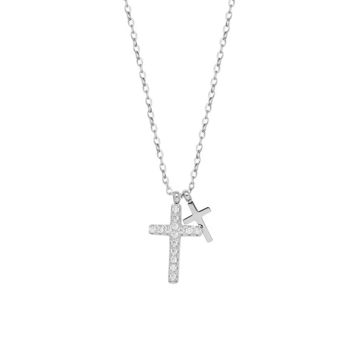 Angelic Silver Charm Cross Necklace