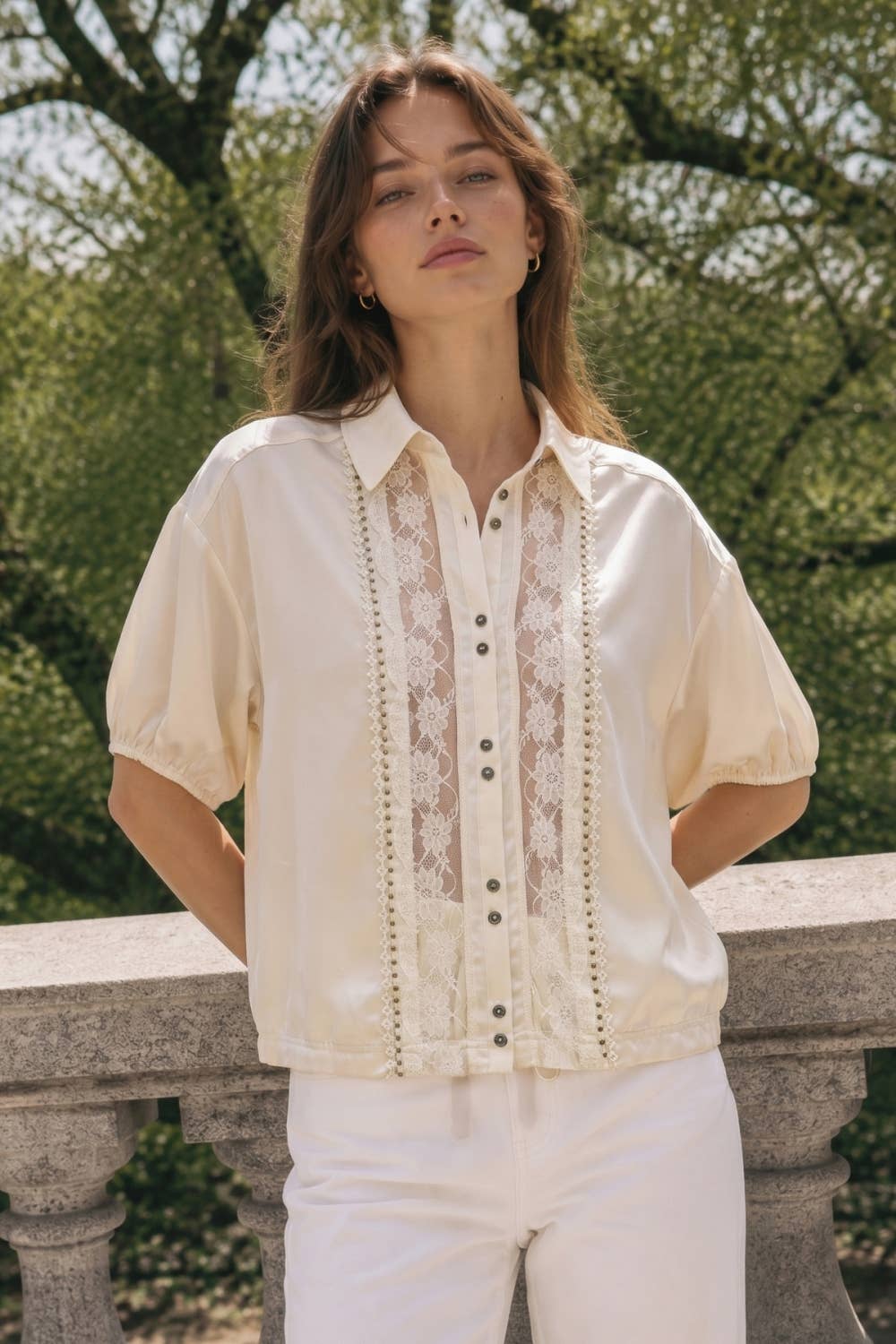 Satin & Lace Button-Up