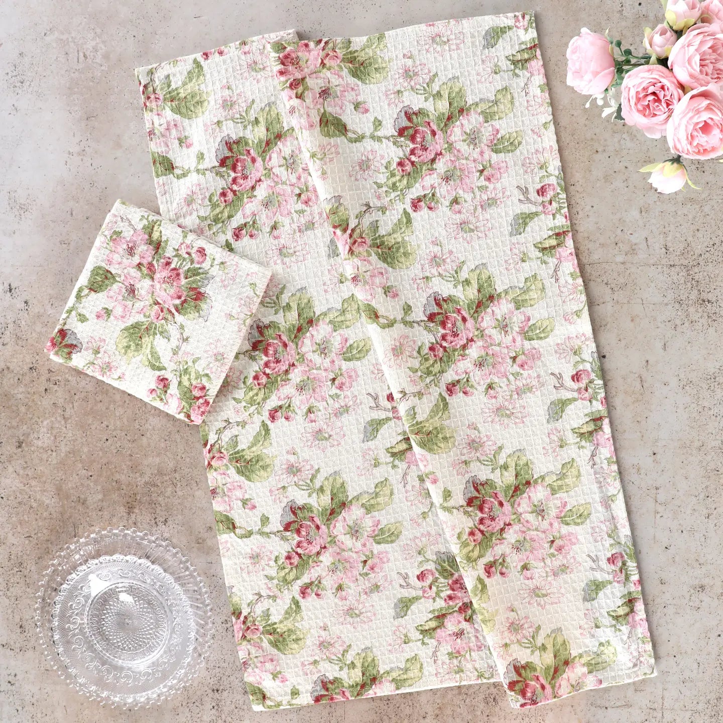 Apple Blossom Ivory Tea Towel