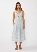 Striped V Cut-Out Midi Dress