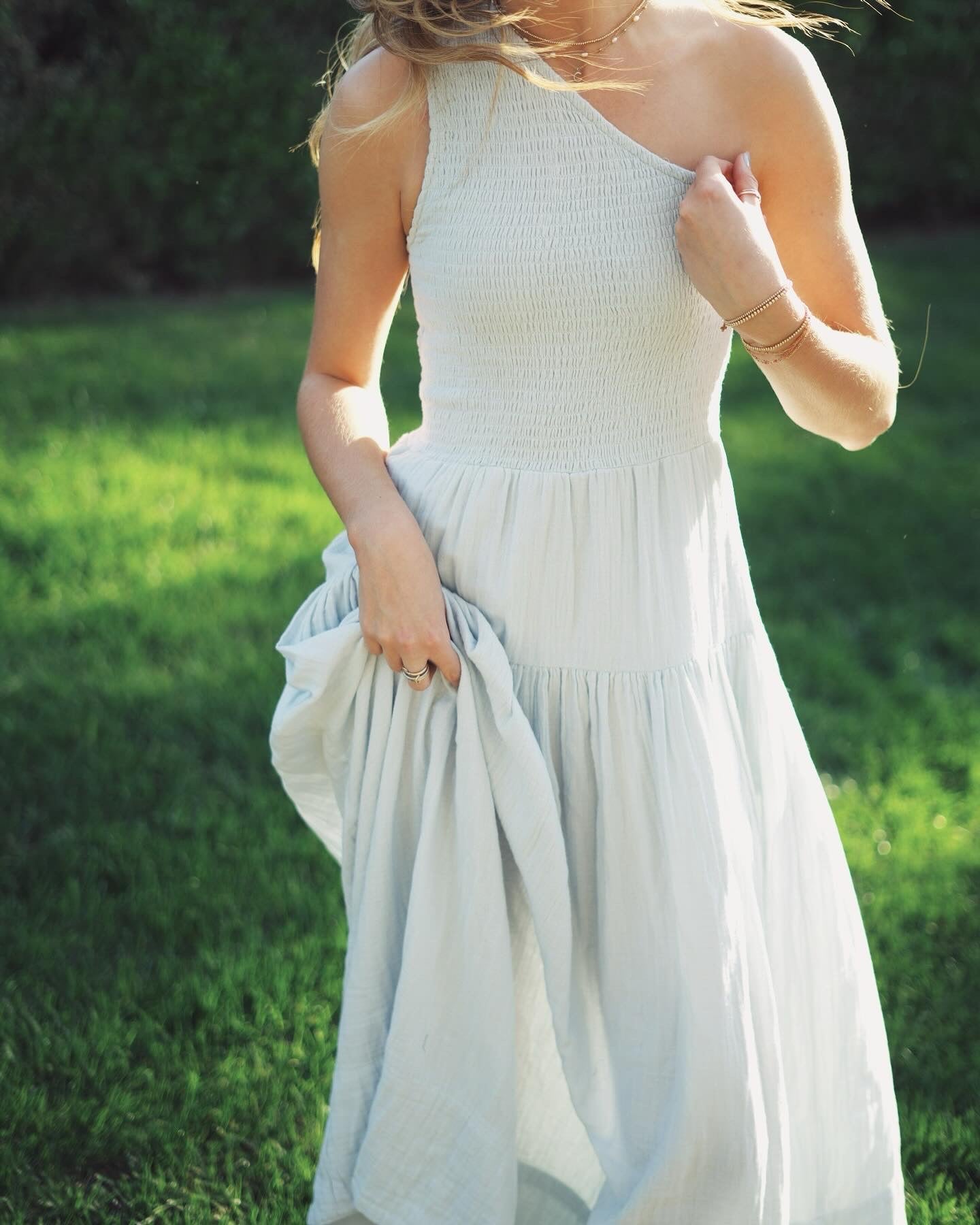 One Shoulder Smocked Dress