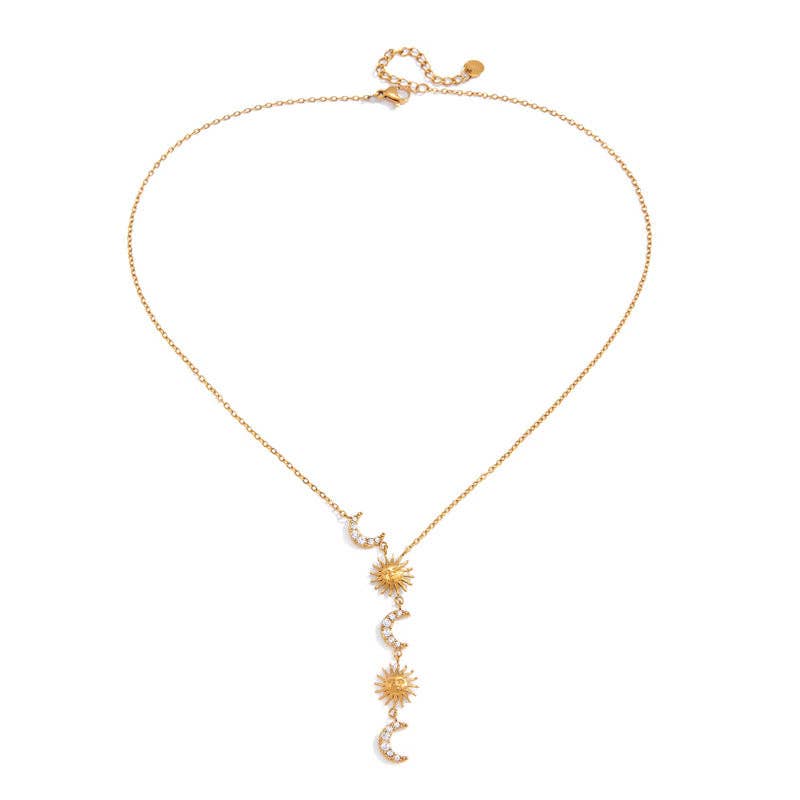 Alignment Sun & Moon Lariat Necklace