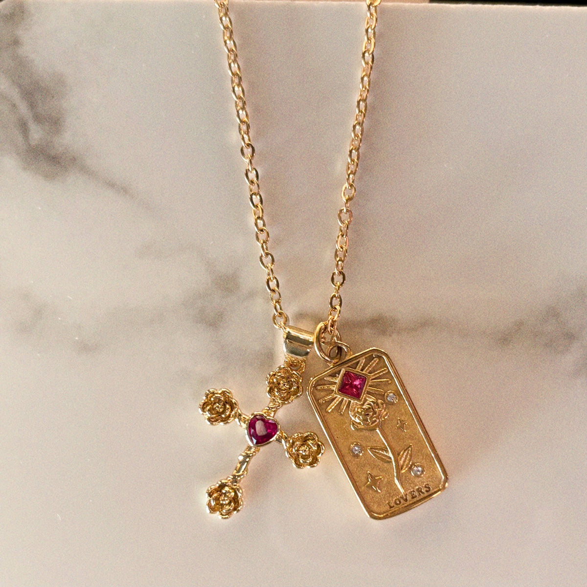 Lovers Card Charm Necklace