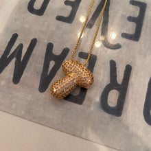 Large Pave Bubble Initial Necklace