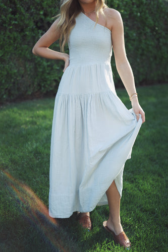 One Shoulder Smocked Dress