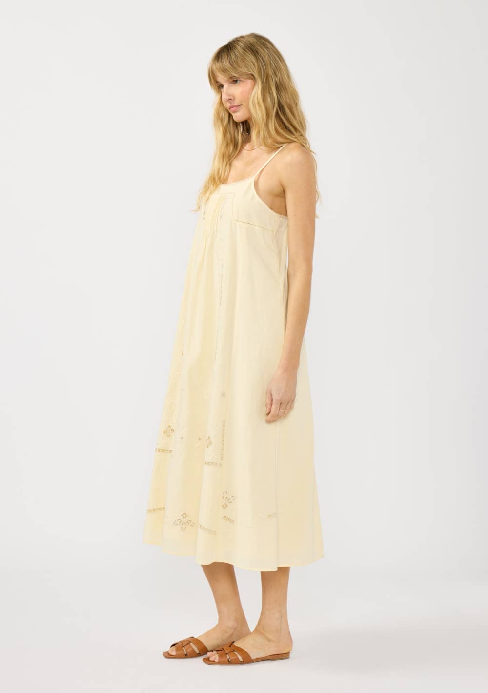 Lace Cutout Cream Midi Dress