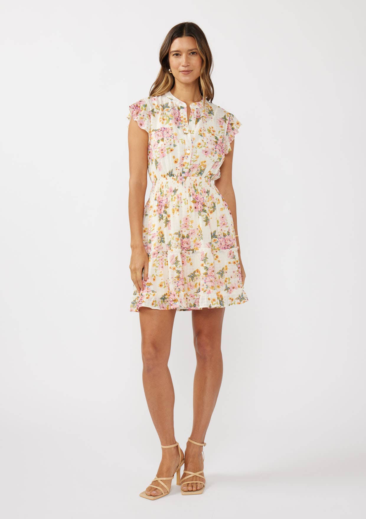 Floral Flutter Smocked Mini Dress