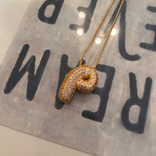 Large Pave Bubble Initial Necklace