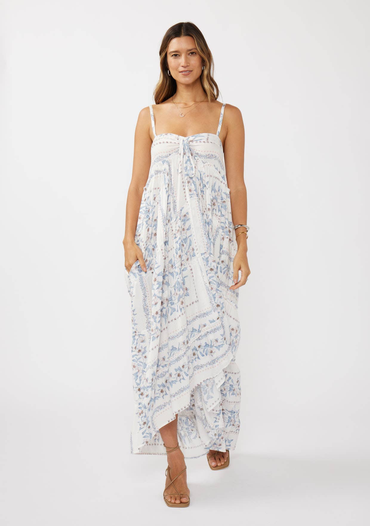 Patchwork Hi-Lo Maxi Dress