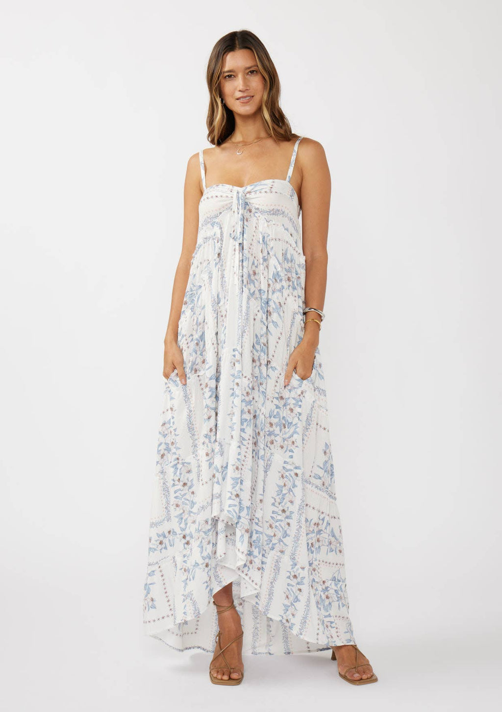 Patchwork Hi-Lo Maxi Dress