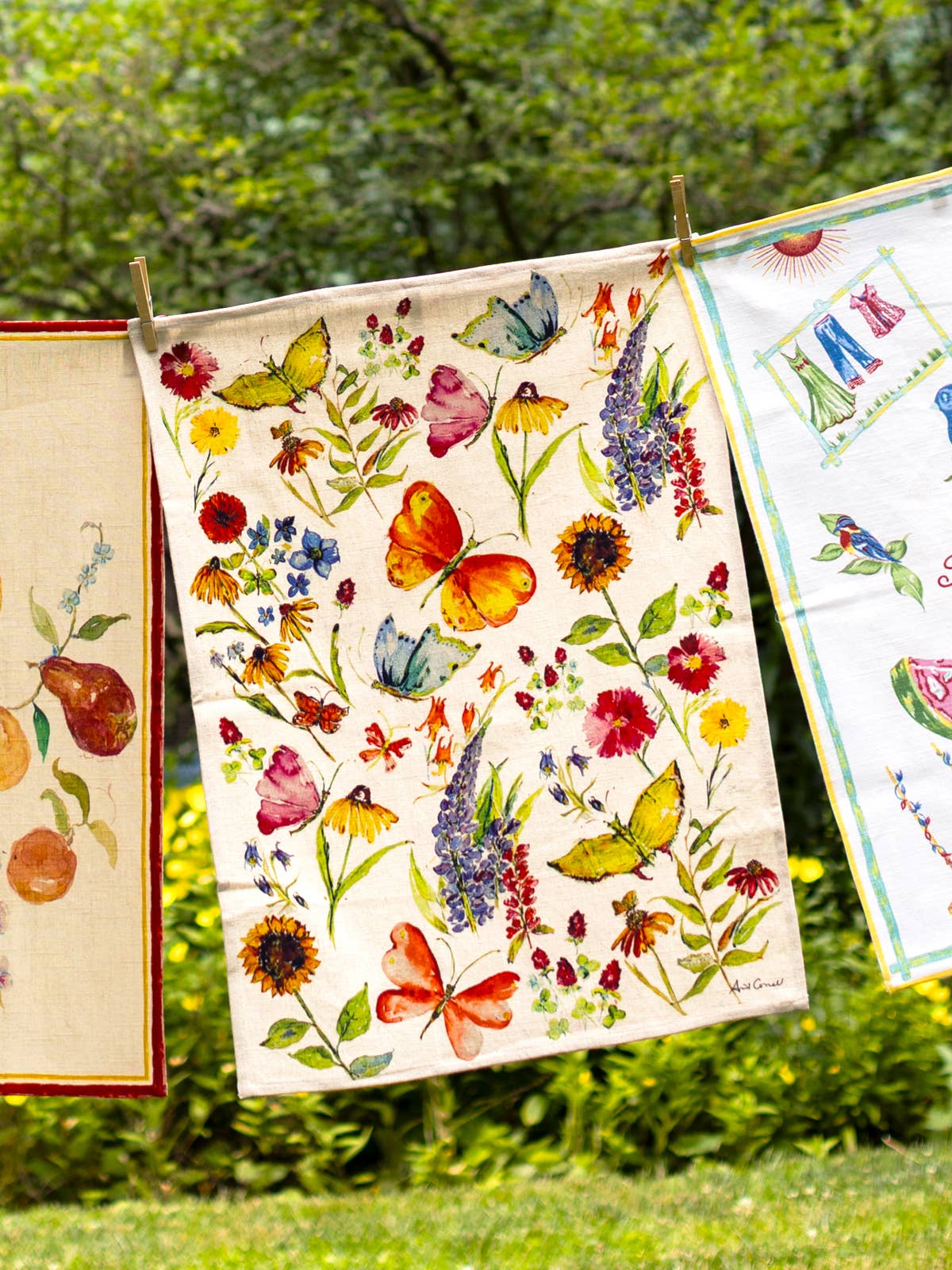 Garden Watercolor Tea Towel