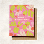 Pink Christmas Holly Card