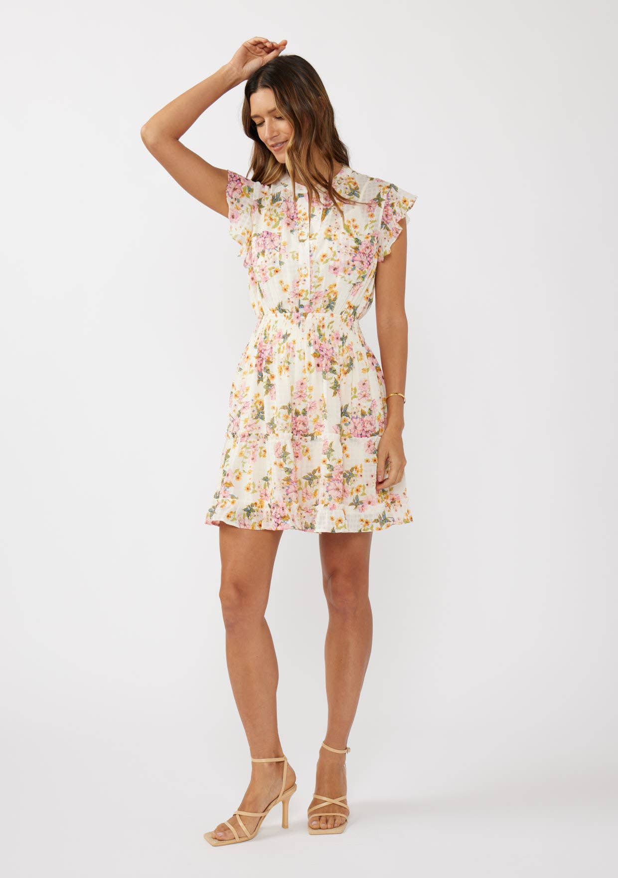 Floral Flutter Smocked Mini Dress