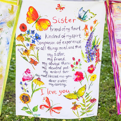 Sister Garden Watercolor Tea Towel