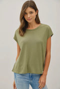 Cap Sleeve Scoop Linen Tee