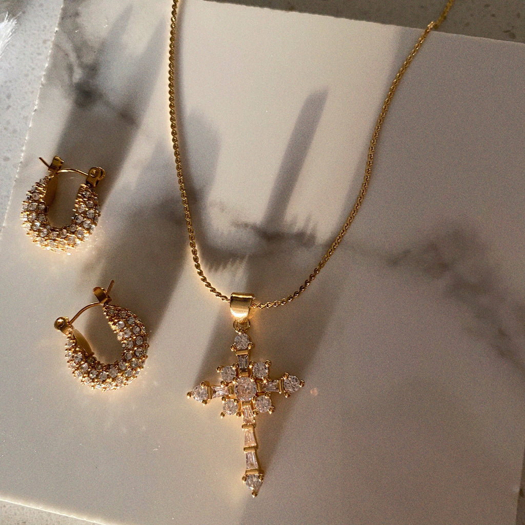 Morning Glory Cross Necklace