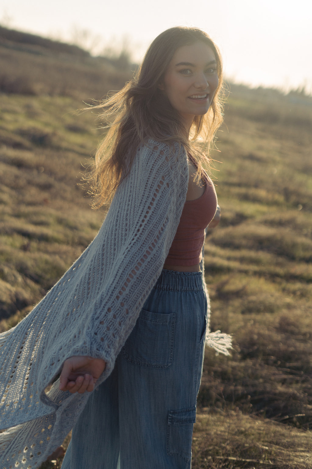 Fringe Blue Poncho