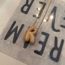 Large Pave Bubble Initial Necklace