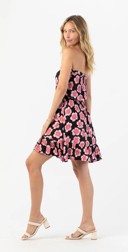 Lanai Floral Black & Pink Dress