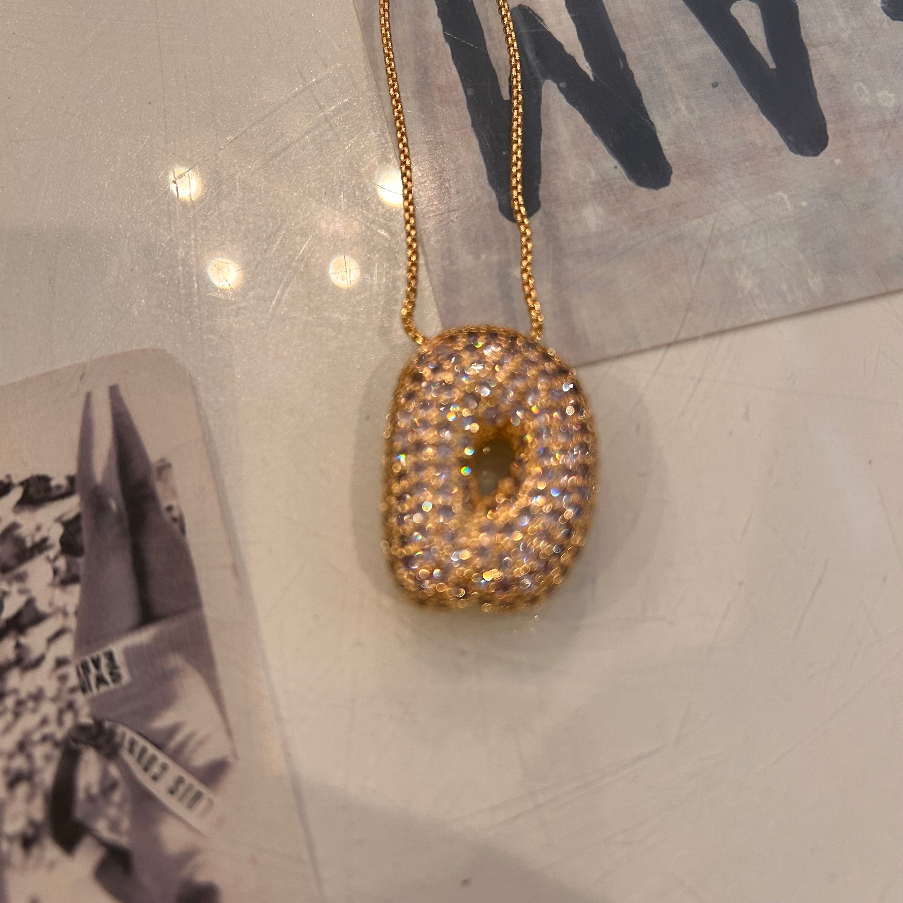 Large Pave Bubble Initial Necklace
