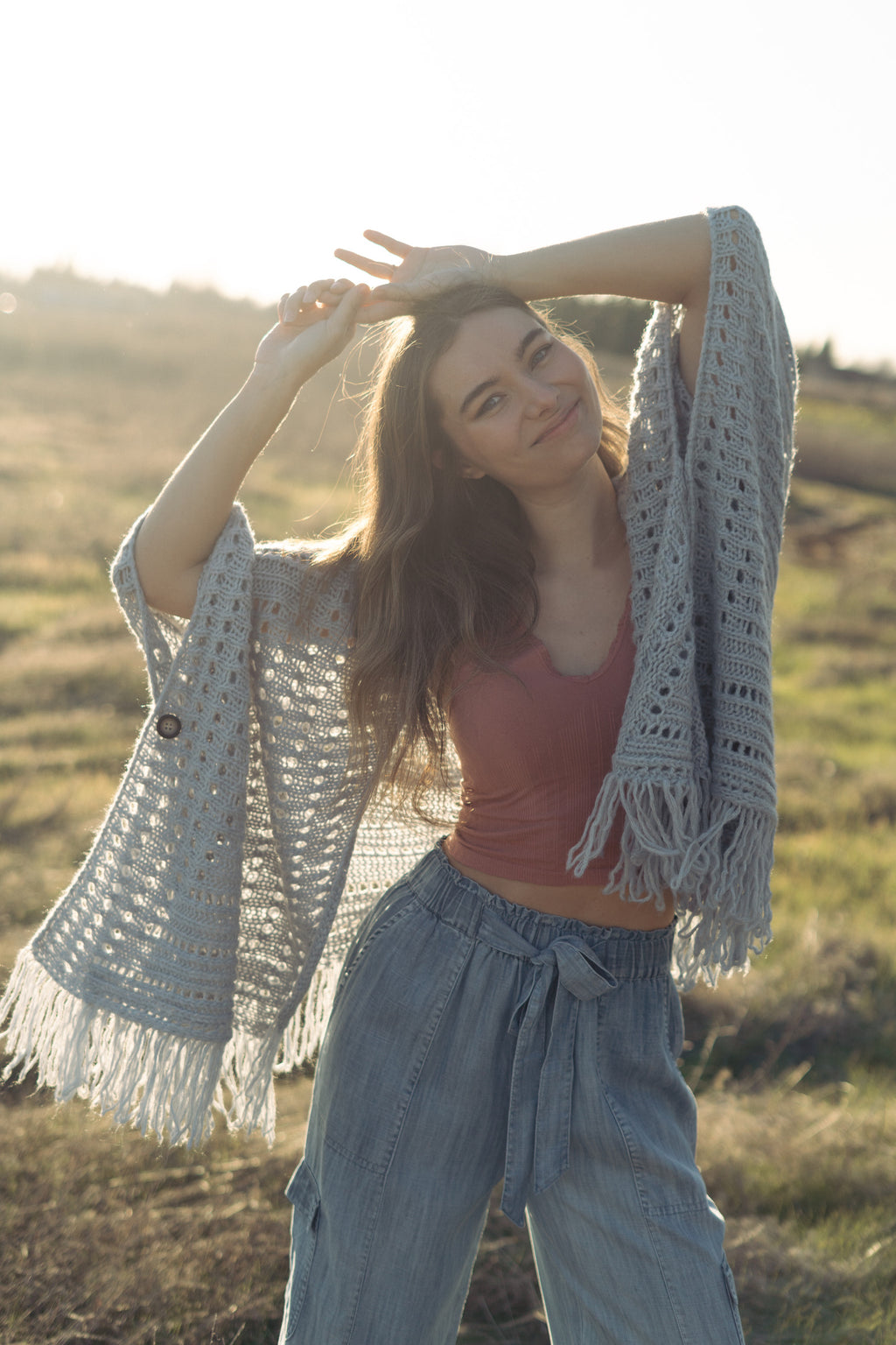 Fringe Blue Poncho