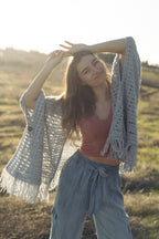 Fringe Blue Poncho