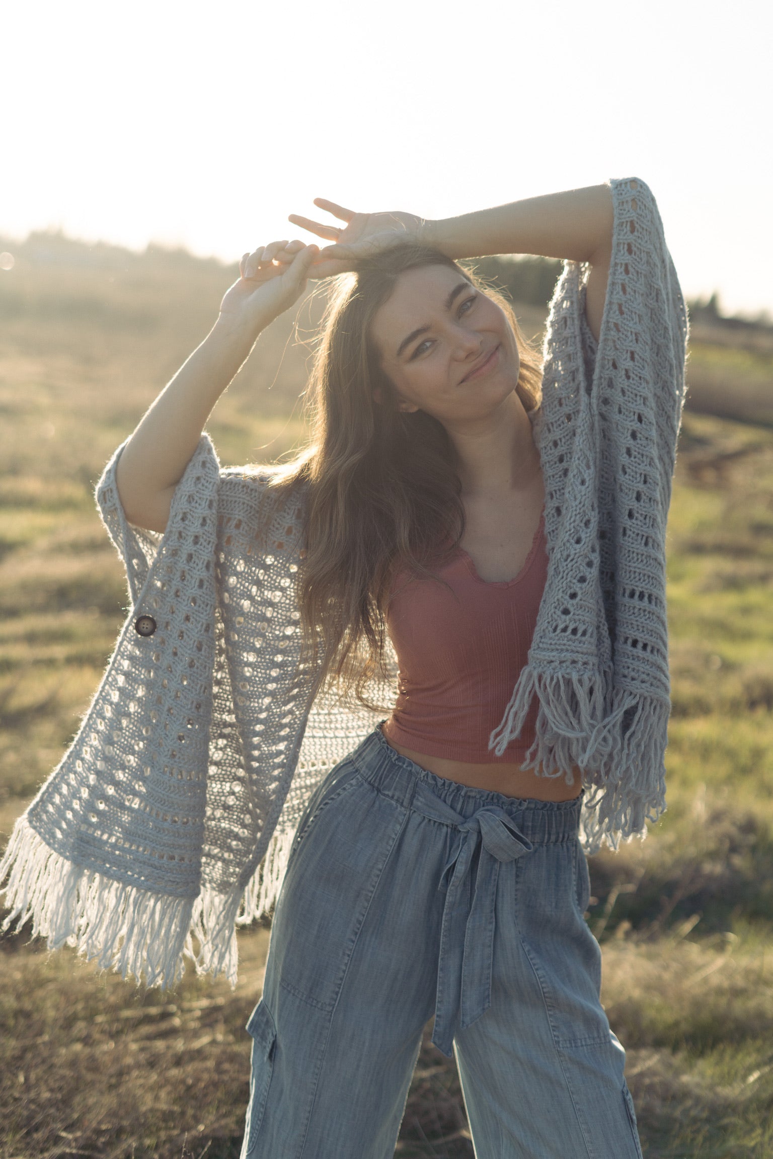 Fringe Blue Poncho
