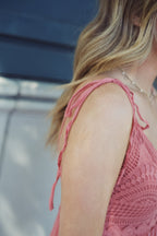 Alisha Coral Crochet Midi Dress