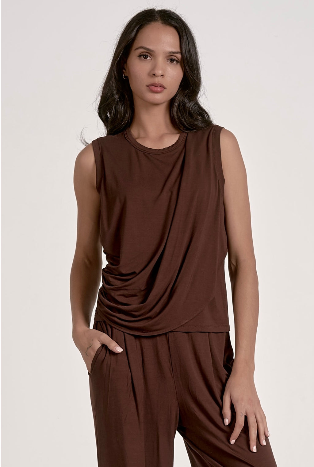 Cocoa Draped Tank