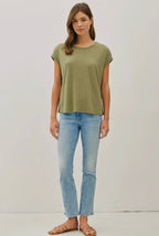 Cap Sleeve Scoop Linen Tee