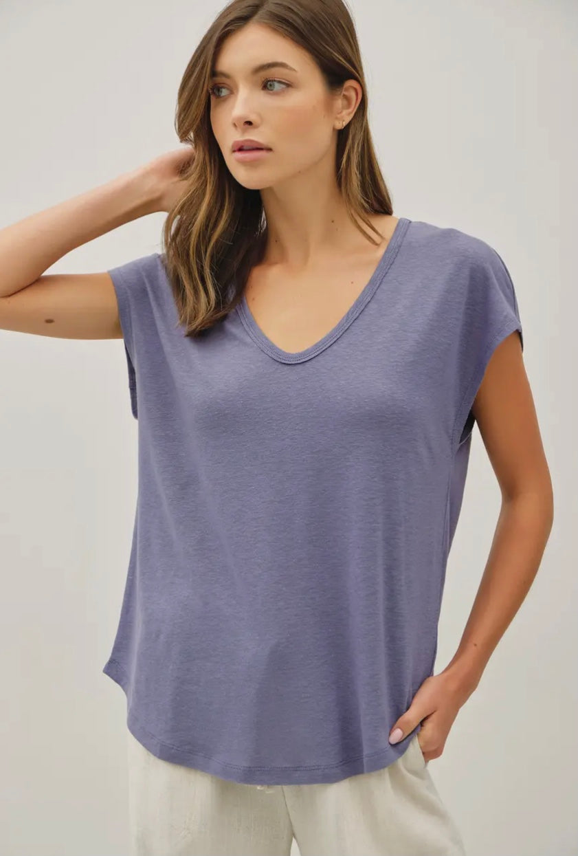 Raw Edge V Linen Tee