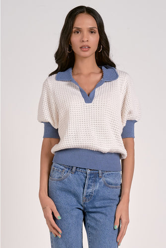 Collared Short-Sleeve Sweater