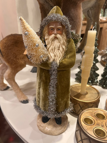 Green Velvet & Tinsel Santa